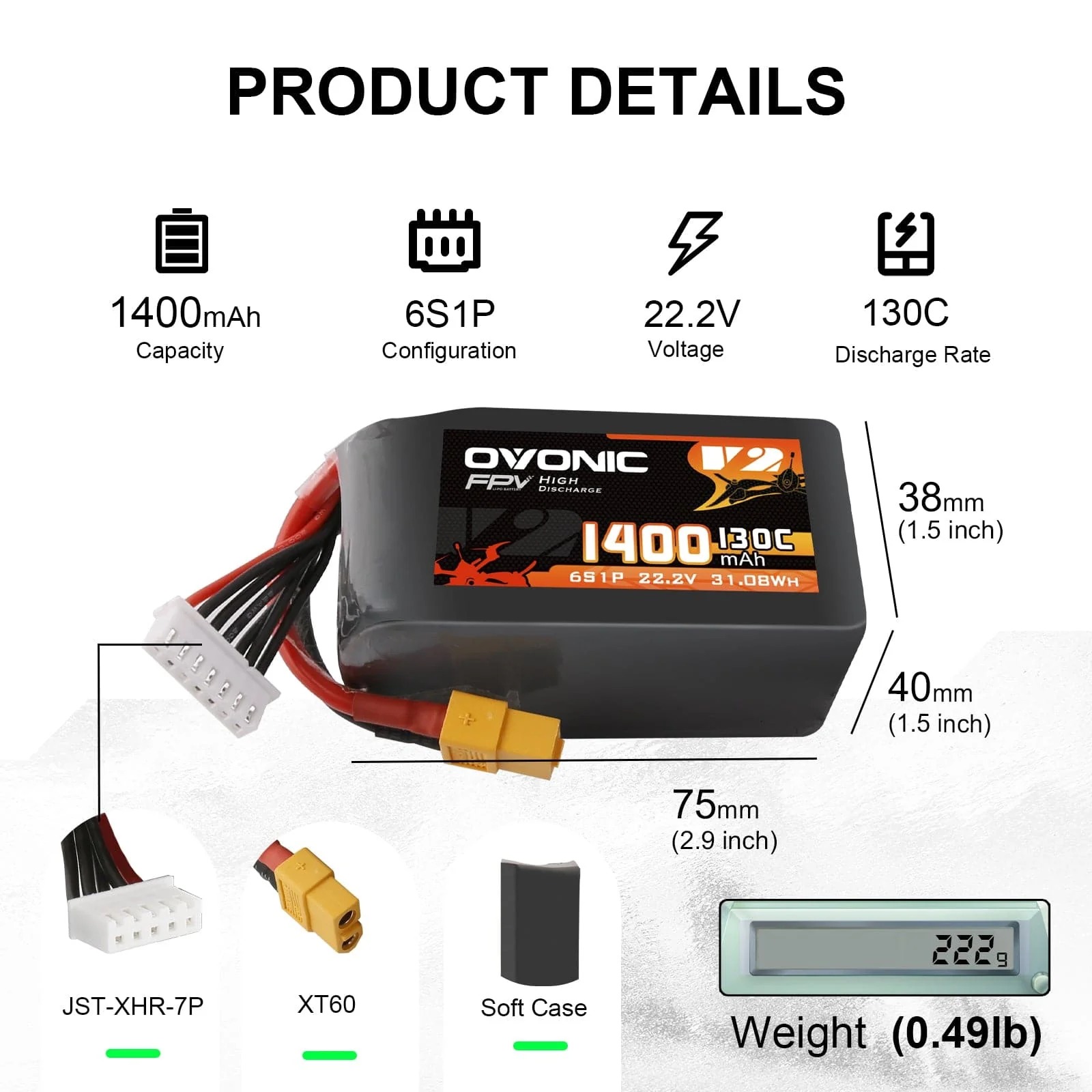 Ovonic 6S 1400mAh 130C LiPo Ak – Drone Backpack Bewertung und Preis